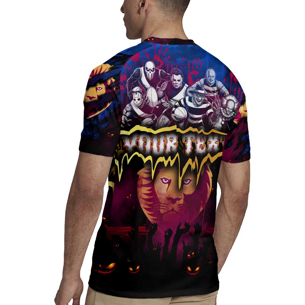 Step Into Horror Domain Lions Football Rugby Jersey Halloween Horror Movie Characters - Aussie Hoodie