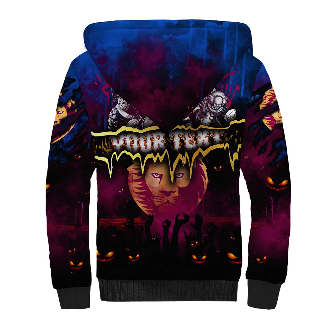 Step Into Horror Domain Lions Football Sherpa Hoodie Halloween Horror Movie Characters - Aussie Hoodie