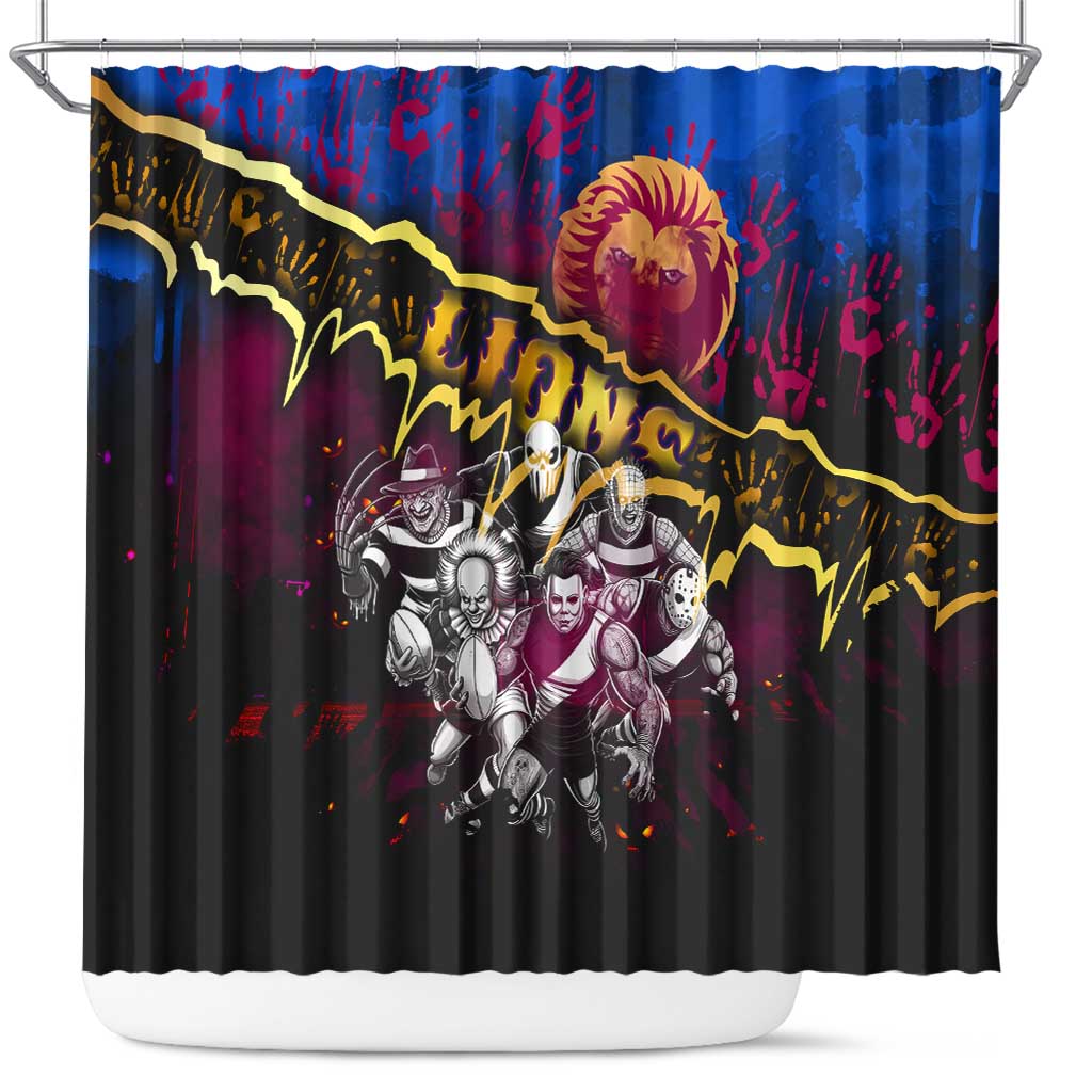 Step Into Horror Domain Lions Football Shower Curtain Halloween Horror Movie Characters - Aussie Hoodie