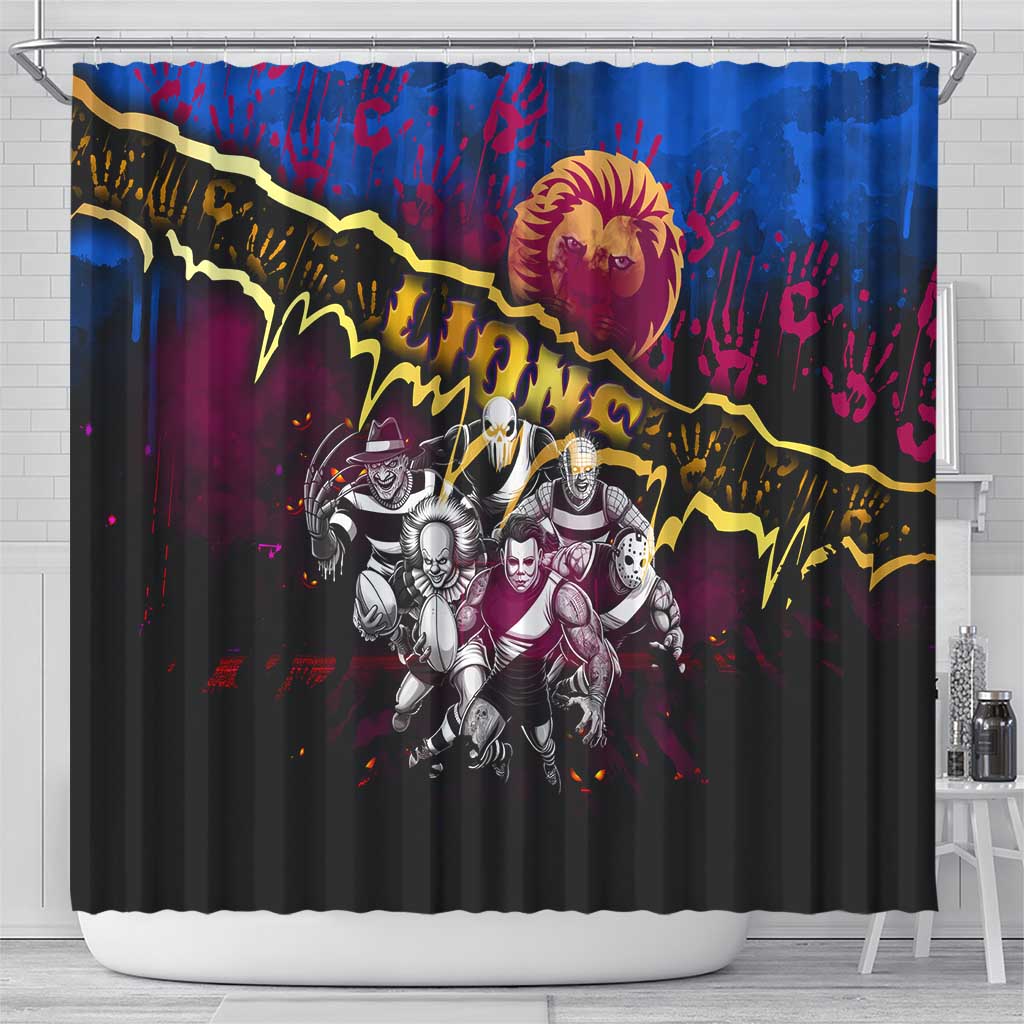 Step Into Horror Domain Lions Football Shower Curtain Halloween Horror Movie Characters - Aussie Hoodie