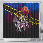 Step Into Horror Domain Lions Football Shower Curtain Halloween Horror Movie Characters - Aussie Hoodie
