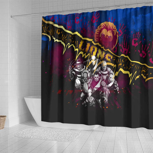Step Into Horror Domain Lions Football Shower Curtain Halloween Horror Movie Characters - Aussie Hoodie