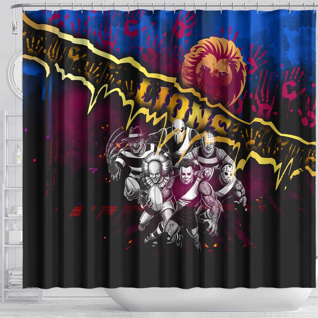 Step Into Horror Domain Lions Football Shower Curtain Halloween Horror Movie Characters - Aussie Hoodie