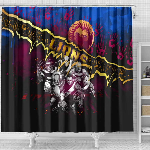 Step Into Horror Domain Lions Football Shower Curtain Halloween Horror Movie Characters - Aussie Hoodie