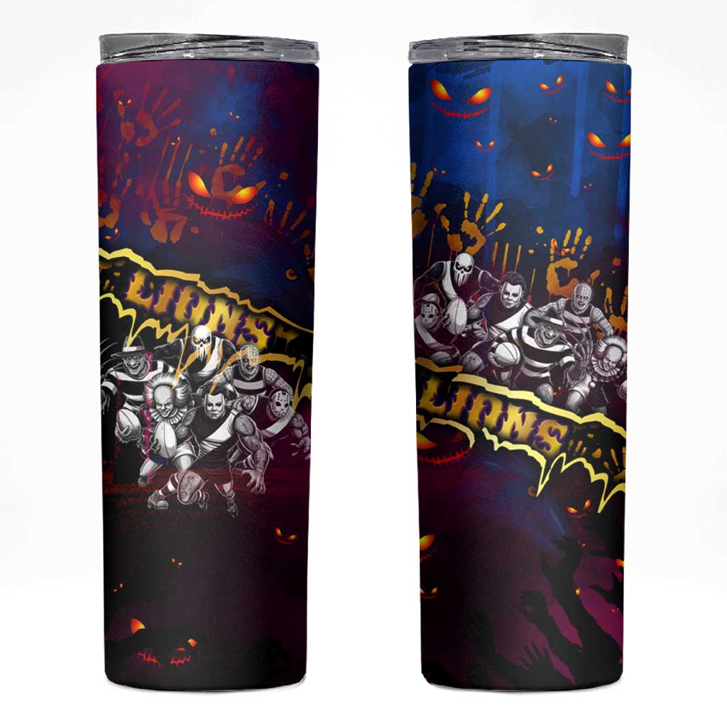 Step Into Horror Domain Lions Football Skinny Tumbler Halloween Horror Movie Characters - Aussie Hoodie
