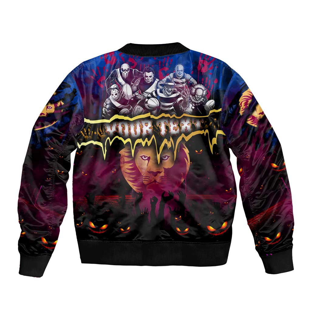 Step Into Horror Domain Lions Football Sleeve Zip Bomber Jacket Halloween Horror Movie Characters - Aussie Hoodie