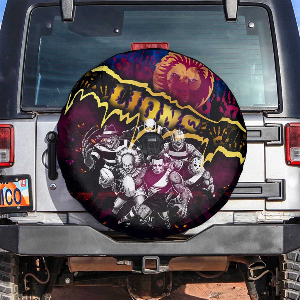 Step Into Horror Domain Lions Football Spare Tire Cover Halloween Horror Movie Characters - Aussie Hoodie