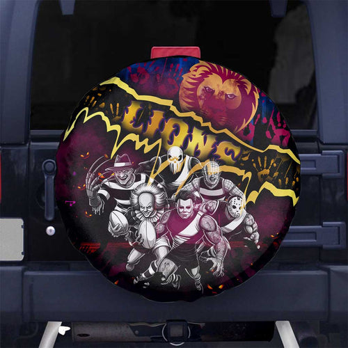 Step Into Horror Domain Lions Football Spare Tire Cover Halloween Horror Movie Characters - Aussie Hoodie
