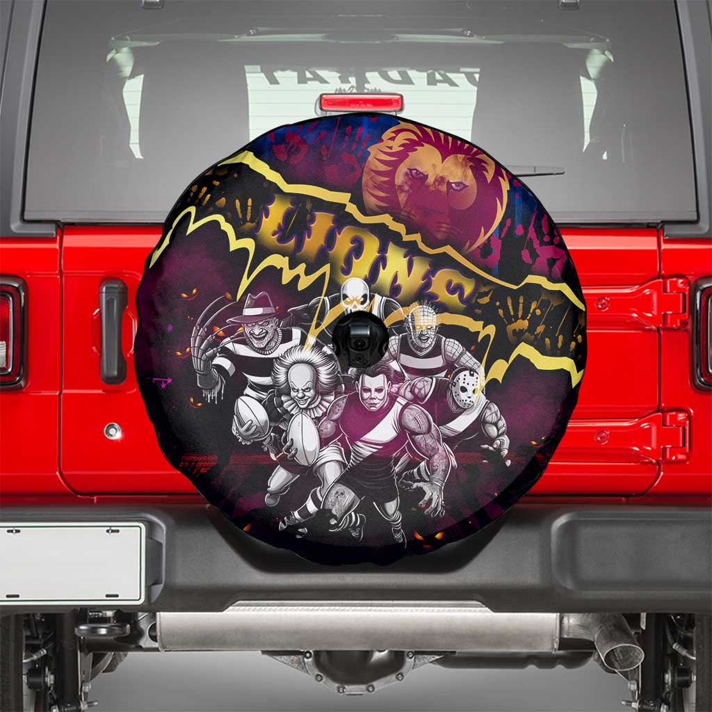 Step Into Horror Domain Lions Football Spare Tire Cover Halloween Horror Movie Characters - Aussie Hoodie