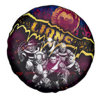 Step Into Horror Domain Lions Football Spare Tire Cover Halloween Horror Movie Characters - Aussie Hoodie