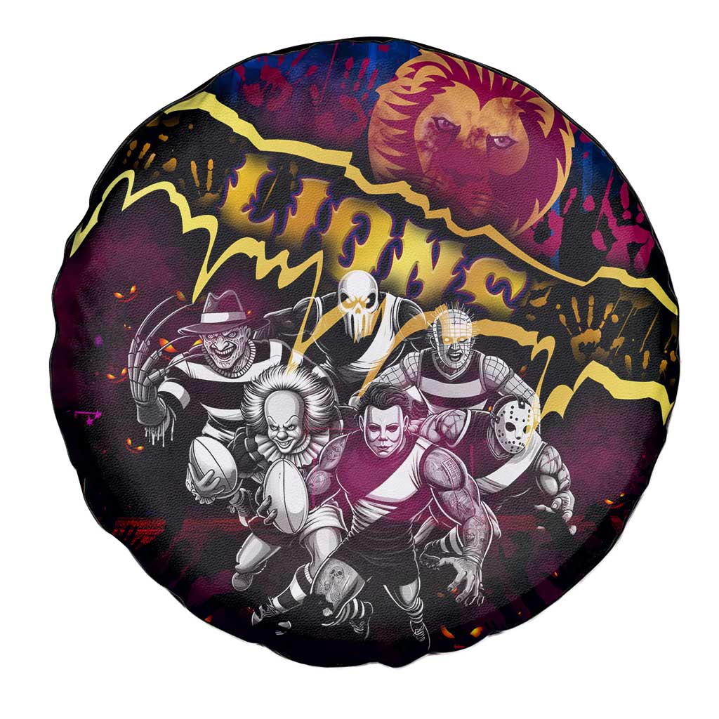 Step Into Horror Domain Lions Football Spare Tire Cover Halloween Horror Movie Characters - Aussie Hoodie