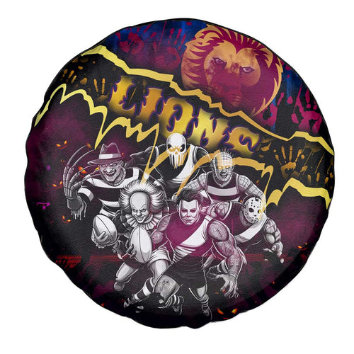Step Into Horror Domain Lions Football Spare Tire Cover Halloween Horror Movie Characters - Aussie Hoodie