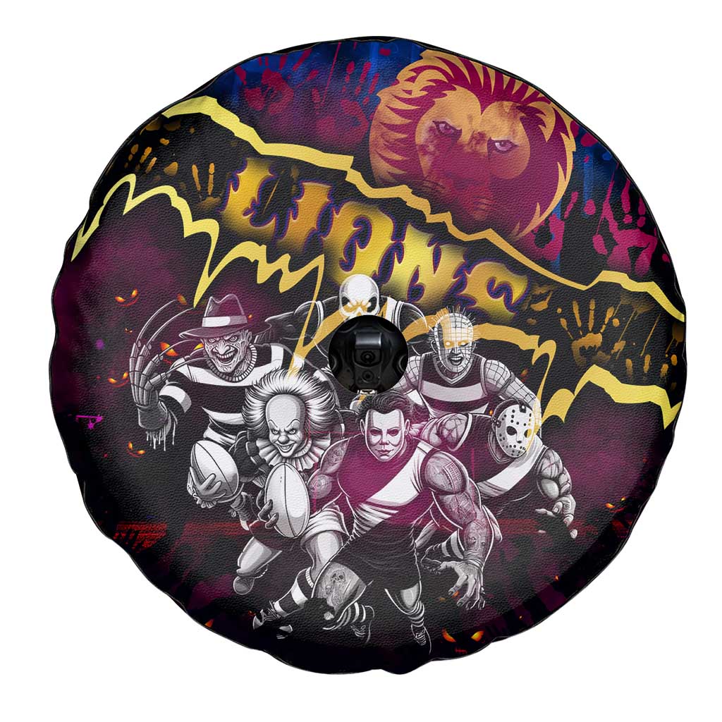 Step Into Horror Domain Lions Football Spare Tire Cover Halloween Horror Movie Characters - Aussie Hoodie