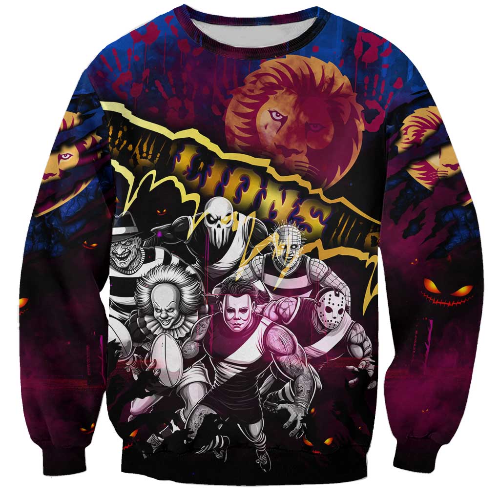 Step Into Horror Domain Lions Football Sweatshirt Halloween Horror Movie Characters - Aussie Hoodie