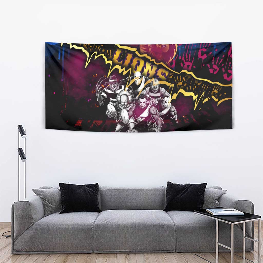 Step Into Horror Domain Lions Football Tapestry Halloween Horror Movie Characters - Aussie Hoodie