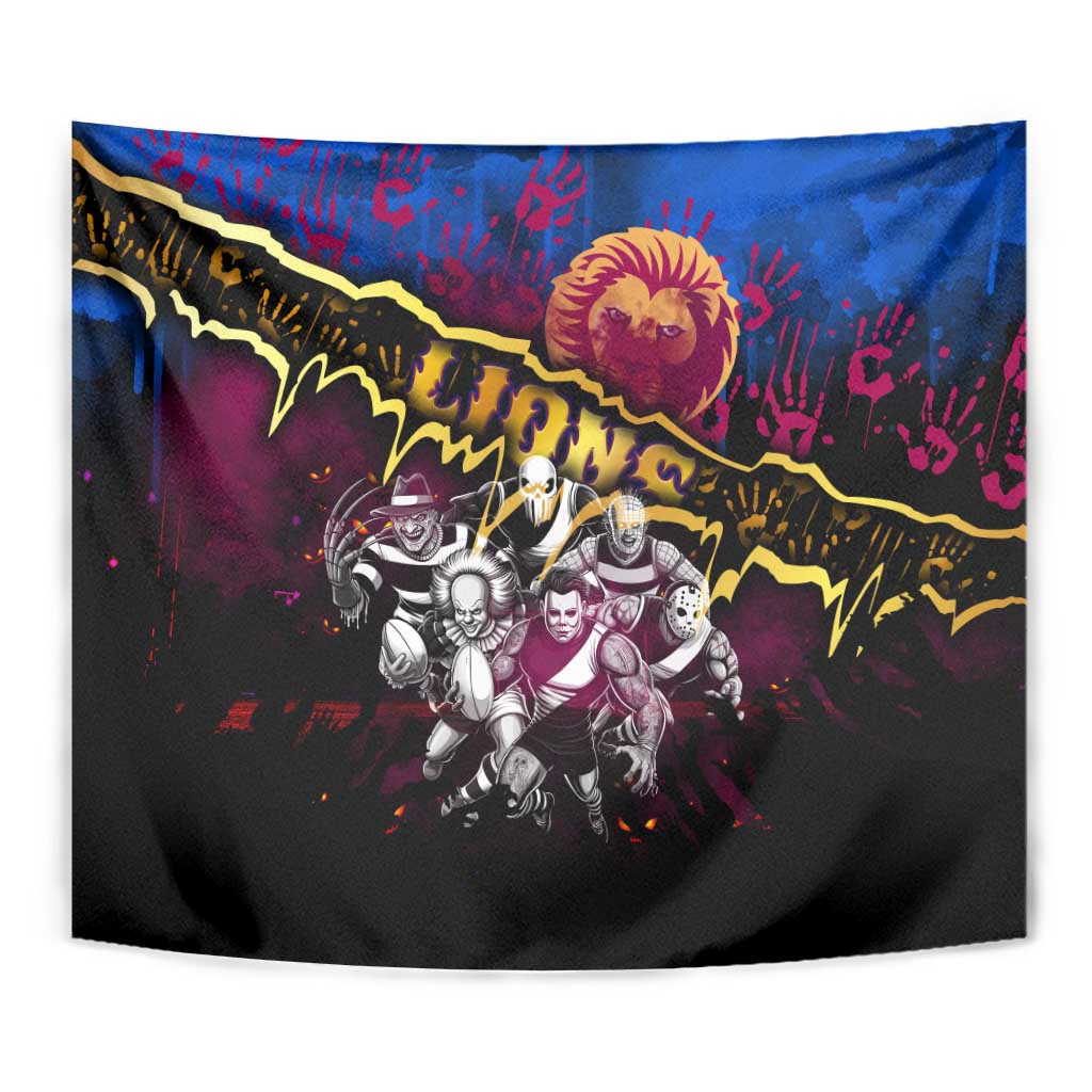 Step Into Horror Domain Lions Football Tapestry Halloween Horror Movie Characters - Aussie Hoodie