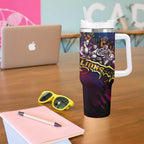 Step Into Horror Domain Lions Football Tumbler With Handle Halloween Horror Movie Characters - Aussie Hoodie