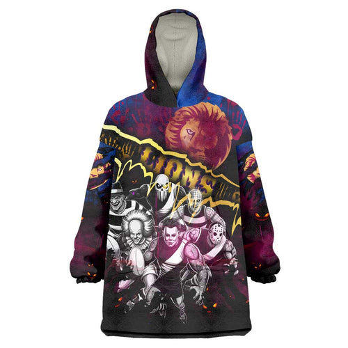 Step Into Horror Domain Lions Football Wearable Blanket Hoodie Halloween Horror Movie Characters - Aussie Hoodie