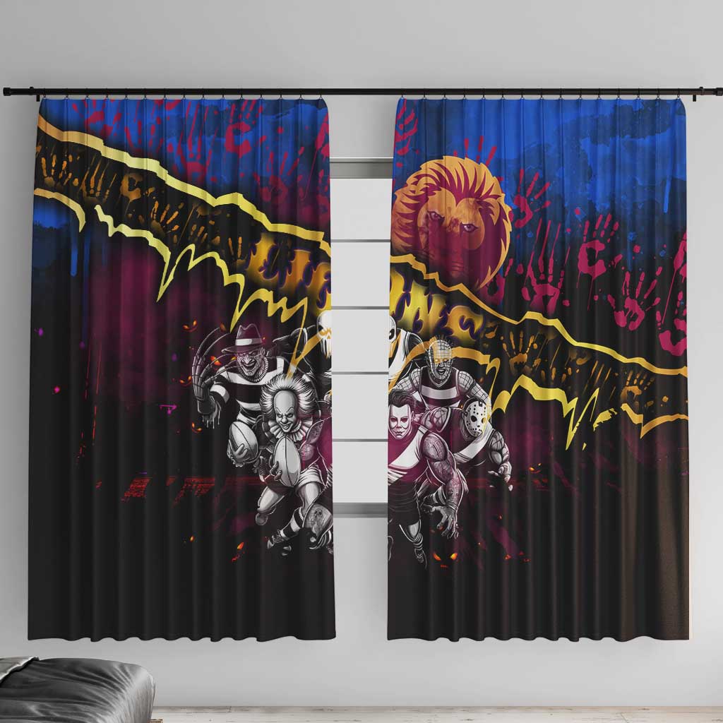 Step Into Horror Domain Lions Football Window Curtain Halloween Horror Movie Characters - Aussie Hoodie