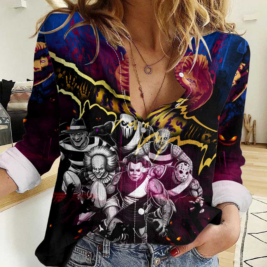 Step Into Horror Domain Lions Football Women Casual Shirt Halloween Horror Movie Characters - Aussie Hoodie