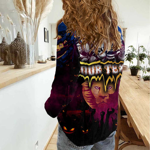Step Into Horror Domain Lions Football Women Casual Shirt Halloween Horror Movie Characters - Aussie Hoodie