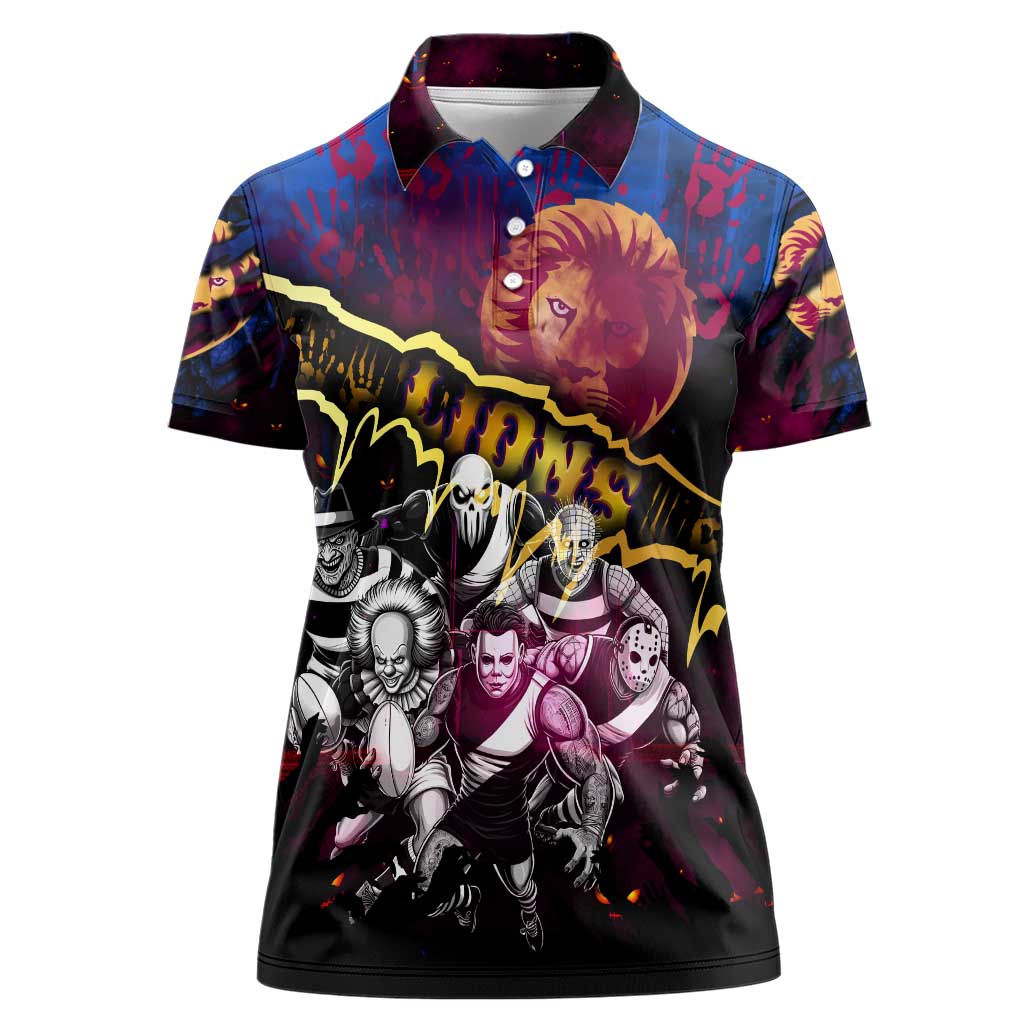 Step Into Horror Domain Lions Football Women Polo Shirt Halloween Horror Movie Characters - Aussie Hoodie