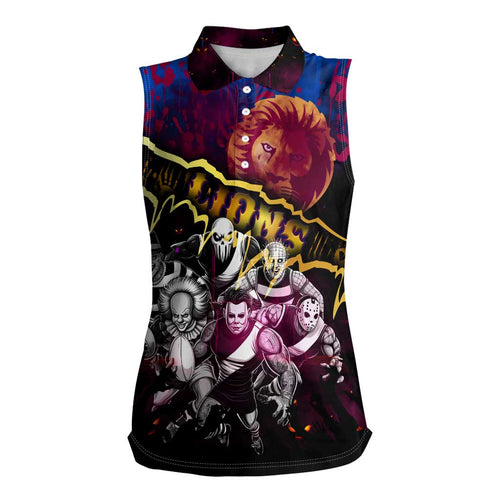 Step Into Horror Domain Lions Football Women Sleeveless Polo Shirt Halloween Horror Movie Characters - Aussie Hoodie