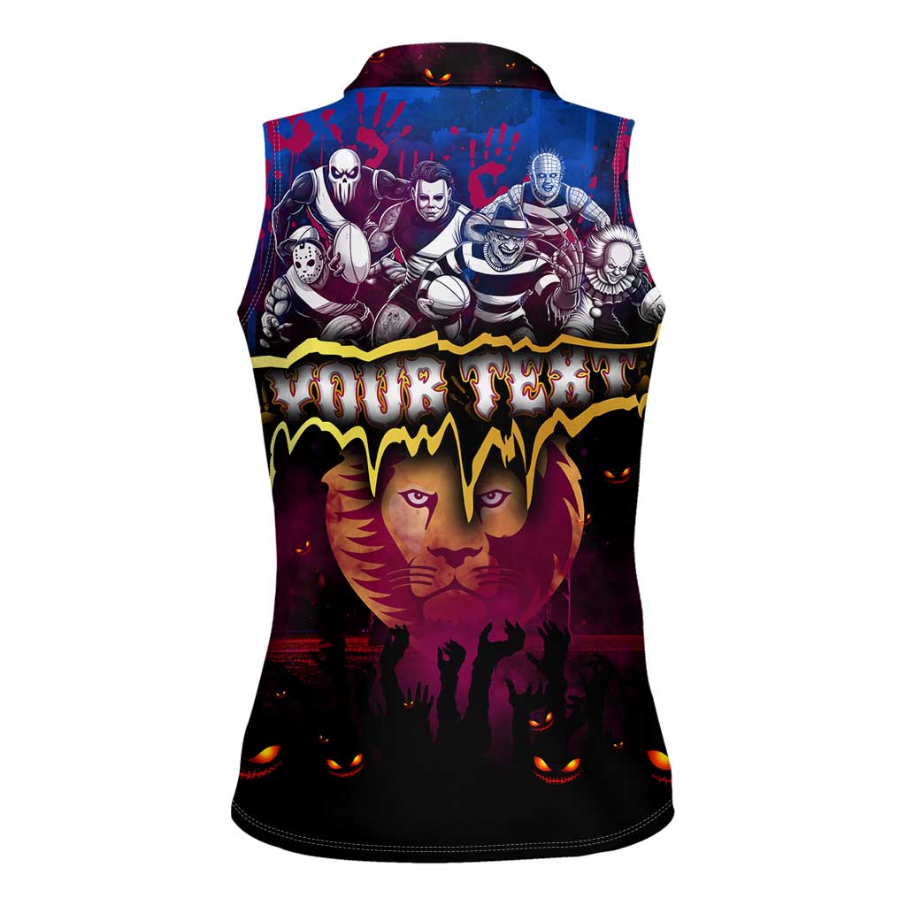 Step Into Horror Domain Lions Football Women Sleeveless Polo Shirt Halloween Horror Movie Characters - Aussie Hoodie