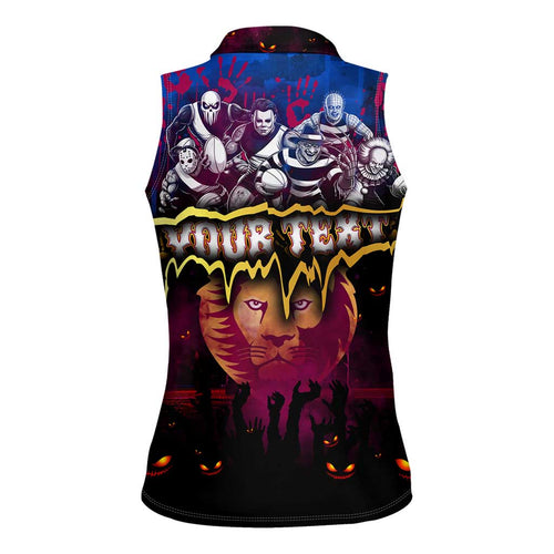 Step Into Horror Domain Lions Football Women Sleeveless Polo Shirt Halloween Horror Movie Characters - Aussie Hoodie