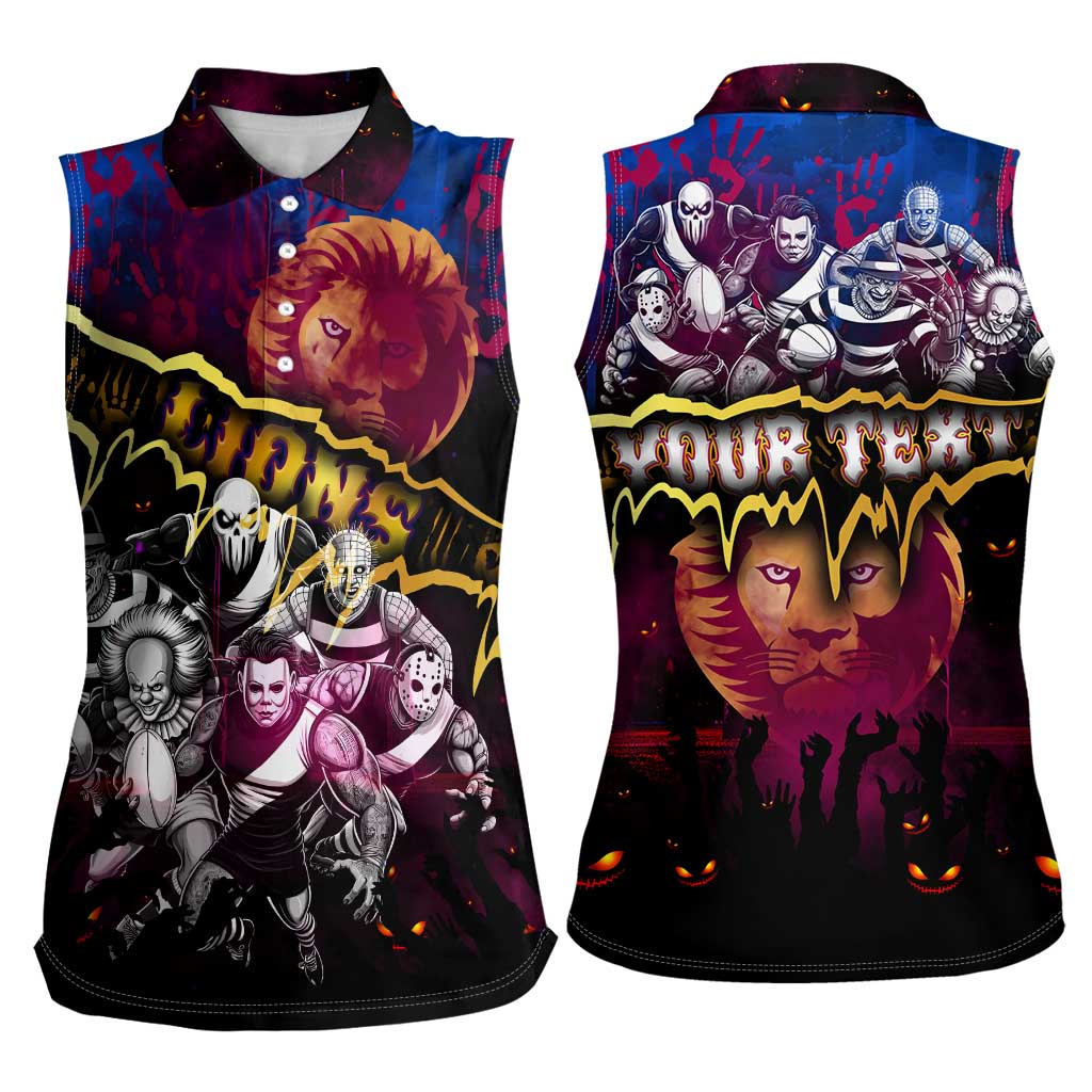 Step Into Horror Domain Lions Football Women Sleeveless Polo Shirt Halloween Horror Movie Characters - Aussie Hoodie