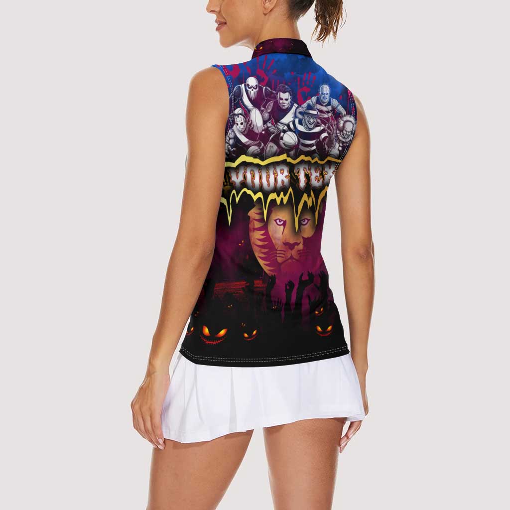 Step Into Horror Domain Lions Football Women Sleeveless Polo Shirt Halloween Horror Movie Characters - Aussie Hoodie