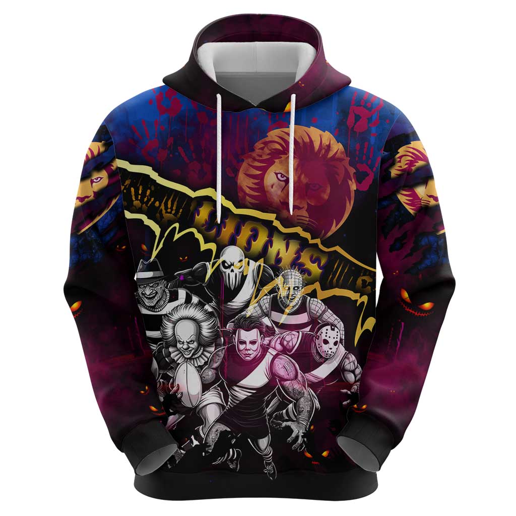 Step Into Horror Domain Lions Football Zip Hoodie Halloween Horror Movie Characters - Aussie Hoodie