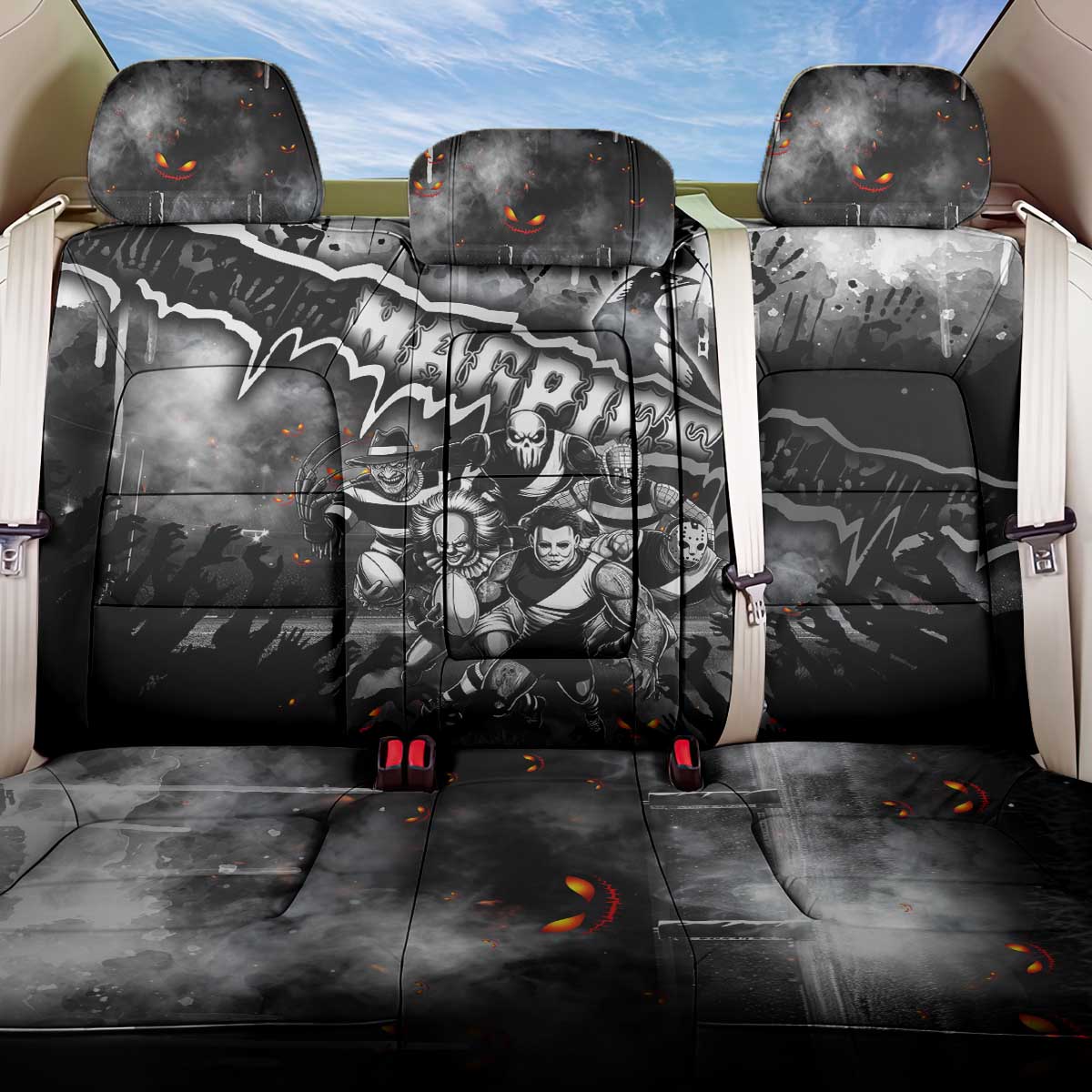 Step Into Horror Domain Magpies Football Back Car Seat Cover Halloween Horror Movie Characters - Aussie Hoodie