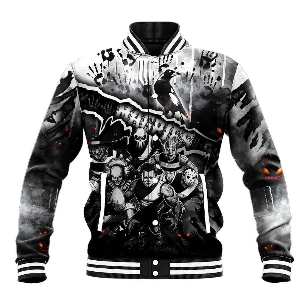 Step Into Horror Domain Magpies Football Baseball Jacket Halloween Horror Movie Characters - Aussie Hoodie