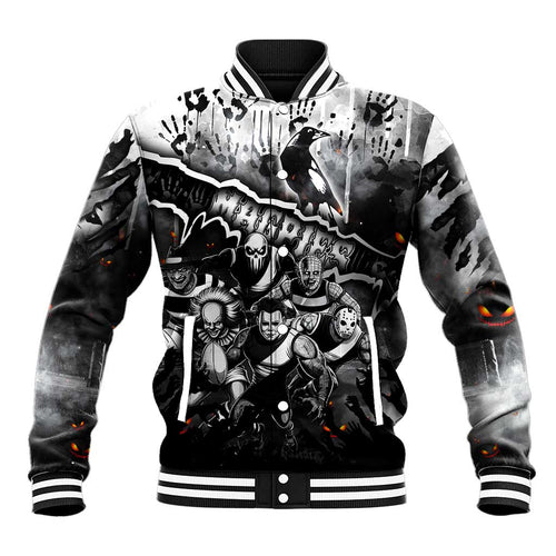 Step Into Horror Domain Magpies Football Baseball Jacket Halloween Horror Movie Characters - Aussie Hoodie