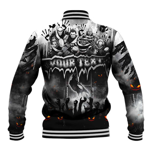 Step Into Horror Domain Magpies Football Baseball Jacket Halloween Horror Movie Characters - Aussie Hoodie