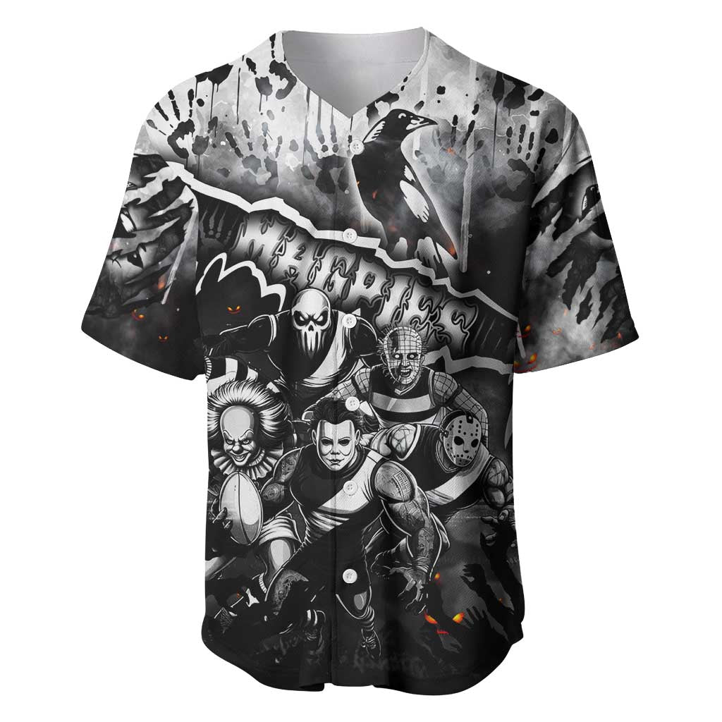 Step Into Horror Domain Magpies Football Baseball Jersey Halloween Horror Movie Characters - Aussie Hoodie