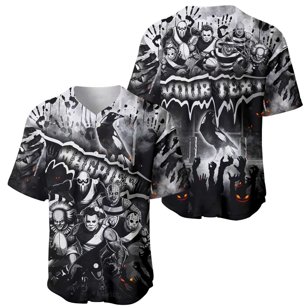 Step Into Horror Domain Magpies Football Baseball Jersey Halloween Horror Movie Characters - Aussie Hoodie