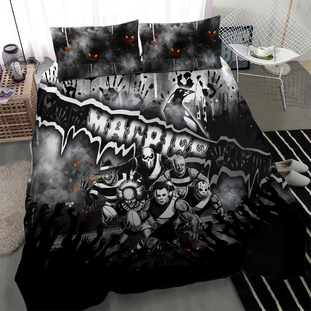 Step Into Horror Domain Magpies Football Bedding Set Halloween Horror Movie Characters - Aussie Hoodie