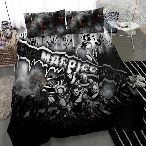 Step Into Horror Domain Magpies Football Bedding Set Halloween Horror Movie Characters - Aussie Hoodie