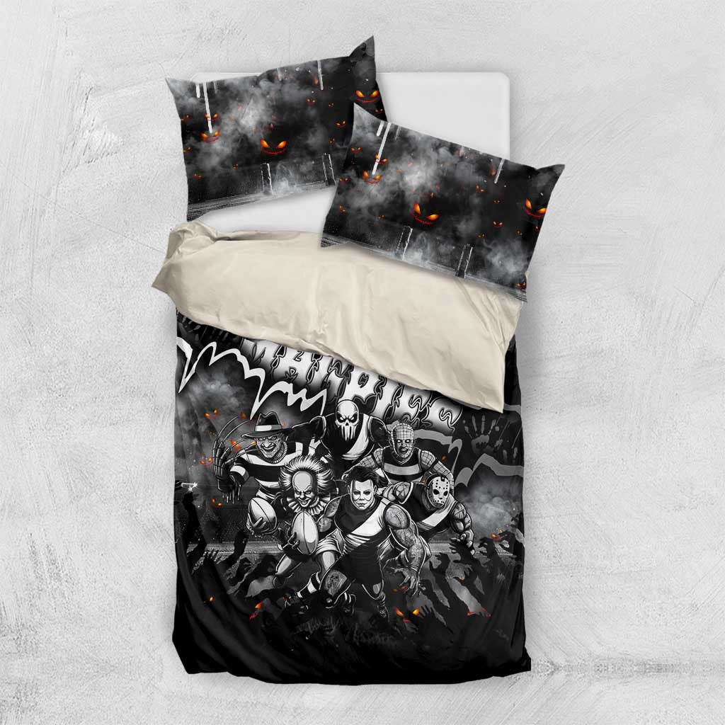 Step Into Horror Domain Magpies Football Bedding Set Halloween Horror Movie Characters - Aussie Hoodie