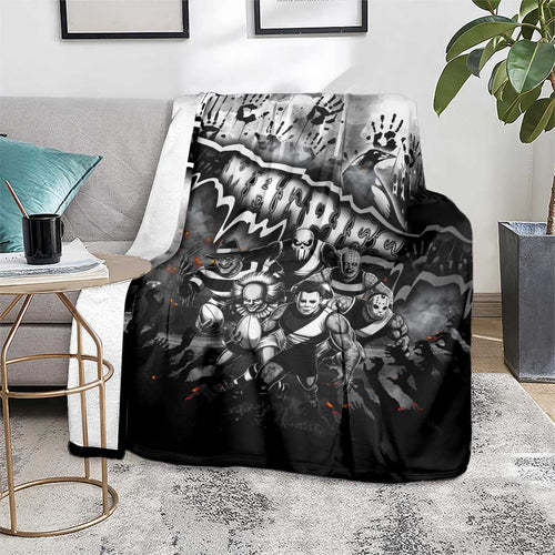 Step Into Horror Domain Magpies Football Blanket Halloween Horror Movie Characters - Aussie Hoodie