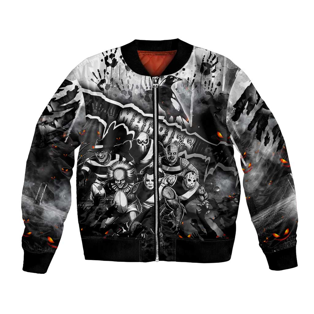 Step Into Horror Domain Magpies Football Bomber Jacket Halloween Horror Movie Characters - Aussie Hoodie