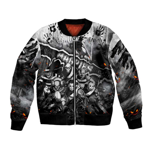 Step Into Horror Domain Magpies Football Bomber Jacket Halloween Horror Movie Characters - Aussie Hoodie