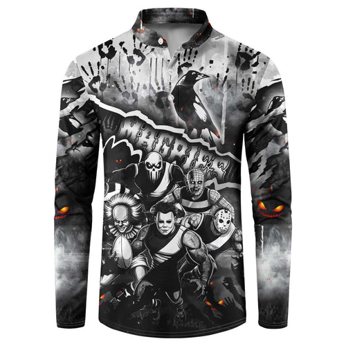 Step Into Horror Domain Magpies Football Button Sweatshirt Halloween Horror Movie Characters - Aussie Hoodie