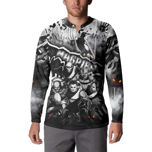 Step Into Horror Domain Magpies Football Button Sweatshirt Halloween Horror Movie Characters - Aussie Hoodie
