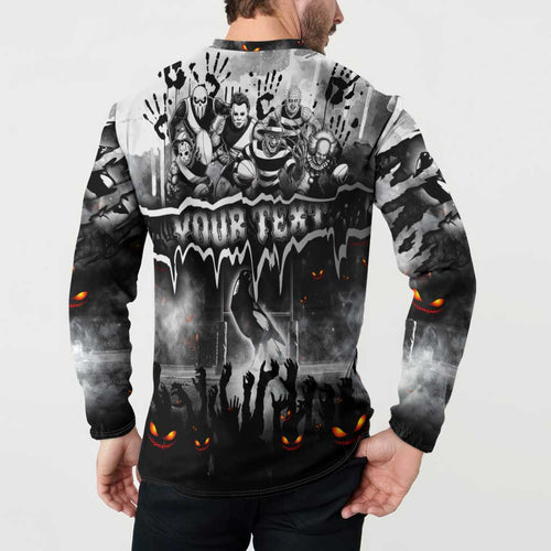Step Into Horror Domain Magpies Football Button Sweatshirt Halloween Horror Movie Characters - Aussie Hoodie