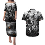 Step Into Horror Domain Magpies Football Couples Matching Puletasi and Hawaiian Shirt Halloween Horror Movie Characters - Aussie Hoodie