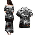 Step Into Horror Domain Magpies Football Couples Matching Puletasi and Hawaiian Shirt Halloween Horror Movie Characters - Aussie Hoodie