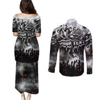 Step Into Horror Domain Magpies Football Couples Matching Puletasi and Long Sleeve Button Shirt Halloween Horror Movie Characters - Aussie Hoodie